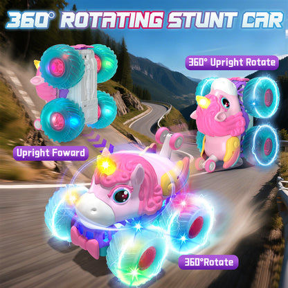 Unicorn Remote Control Cars, RC Cars, Remote Control Monster Truck Unicorn Toys, 2.4Ghz Stunt with Light & 360°Rotation, Unicorn Toys for Girls 5-10, Birthday Gift for 5 Year Old Girl