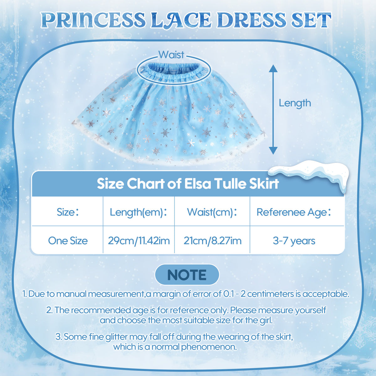 Princess Dress Up for Girls Ages 3-6, Blue Ice Princess Costume Set with Snowflake Cape, Gloves, Crown, Wand & Jewelry, Pretend Play Dress Up Clothes, Birthday Christmas Gifts for Toddler Girls