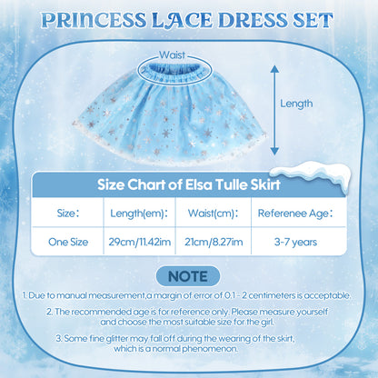 Princess Dress Up for Girls Ages 3-6, Blue Ice Princess Costume Set with Snowflake Cape, Gloves, Crown, Wand & Jewelry, Pretend Play Dress Up Clothes, Birthday Christmas Gifts for Toddler Girls