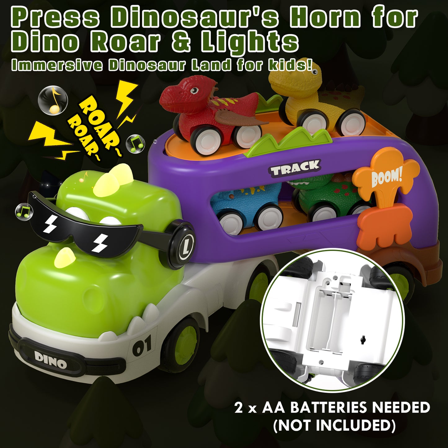 Dinosaur Truck Toddler Toys Car for 2 3 4 Year Old Boy 5 in 1 Carrier Transport Toys for Kids Age 2 3 4 5 6 |18 Months 2 Year Old Boy Girl Birthday Gifts