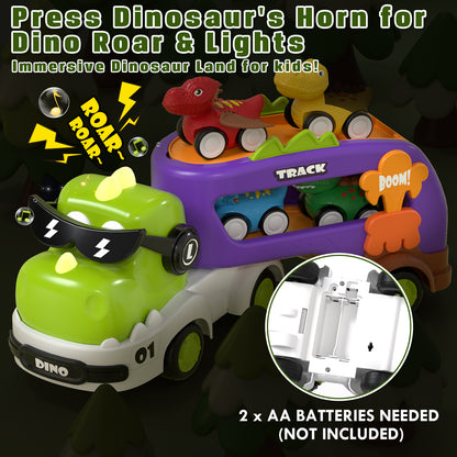 Dinosaur Truck Toddler Toys Car for 2 3 4 Year Old Boy 5 in 1 Carrier Transport Toys for Kids Age 2 3 4 5 6 |18 Months 2 Year Old Boy Girl Birthday Gifts