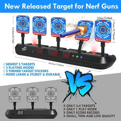 LC Shooting Targets for Nerf, 5 Targets Shooting Games for Kids, Digital Scoring Target, Gifts for 5 6 7 8 9 10 Year Old Boy