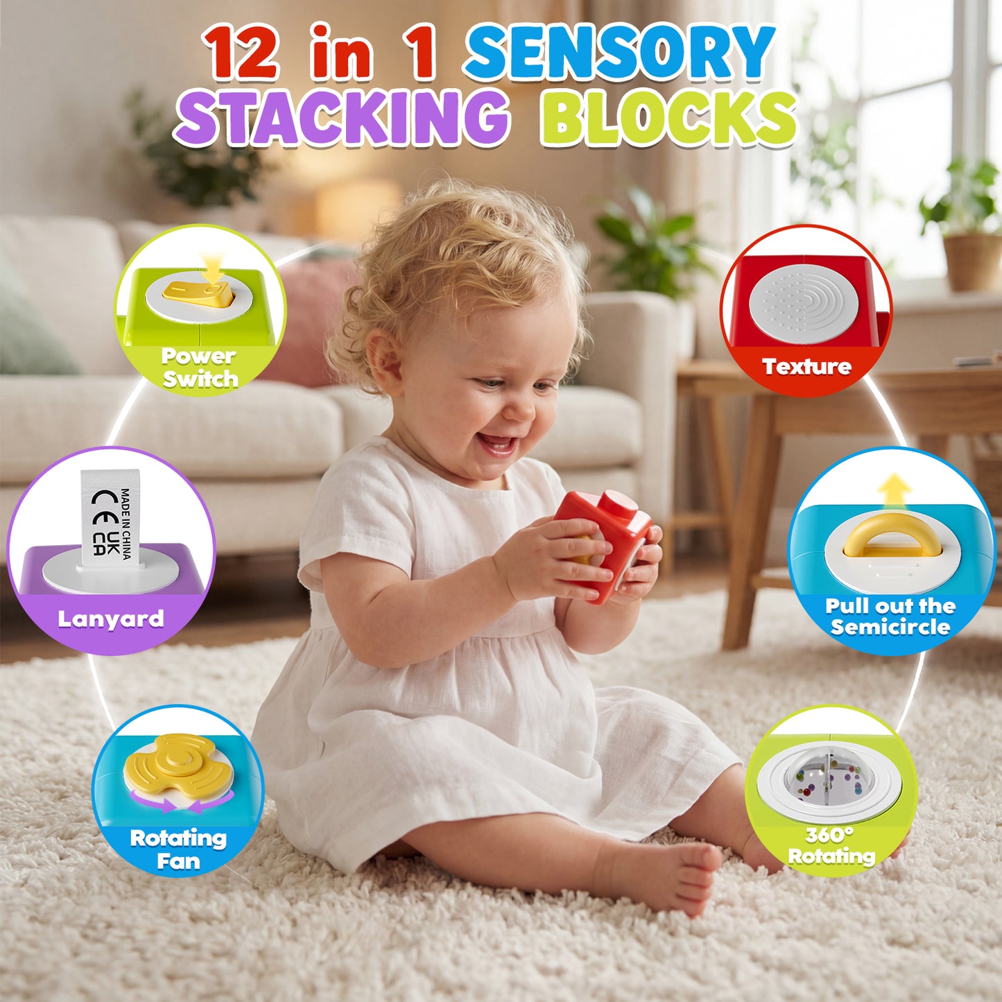 Stacking Toys for Toddlers 1-3, Montessori Baby Toys for 6+ Months, Sensory Stacking Blocks, Toddler Toys, Preschool STEM Learning Toys, Perfect Birthday Gift for Boys Girls 1 2 3 Year Old
