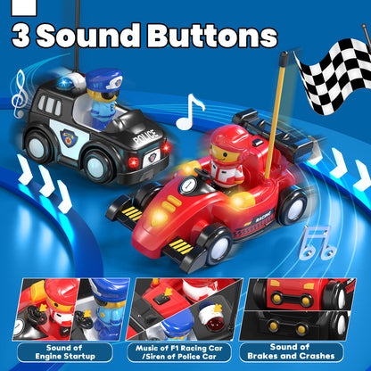 LC Remote Control Cartoon Cars for Toddlers, Race RC Car - Toys for 2 3 4 5 Year Old Boy - Easter Birthday Toy Gift Ideas for Toddler