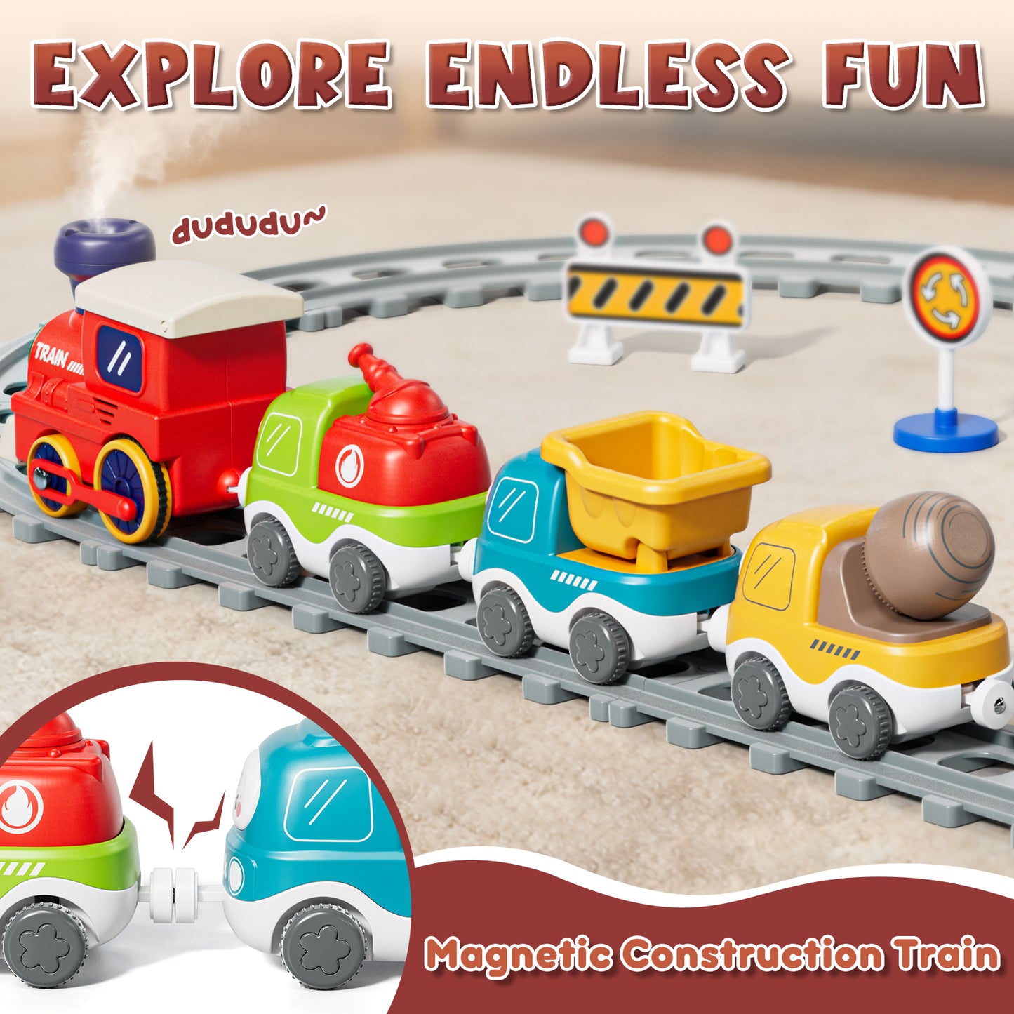 Train Sets for Kid, Toys for 1 2 3 Year Old Boy Girl, Electric Train Track Play Set with Steam Spray & Music, Train Track Play Set for Boys Girls, Christmas Birthday Gifts for Kids