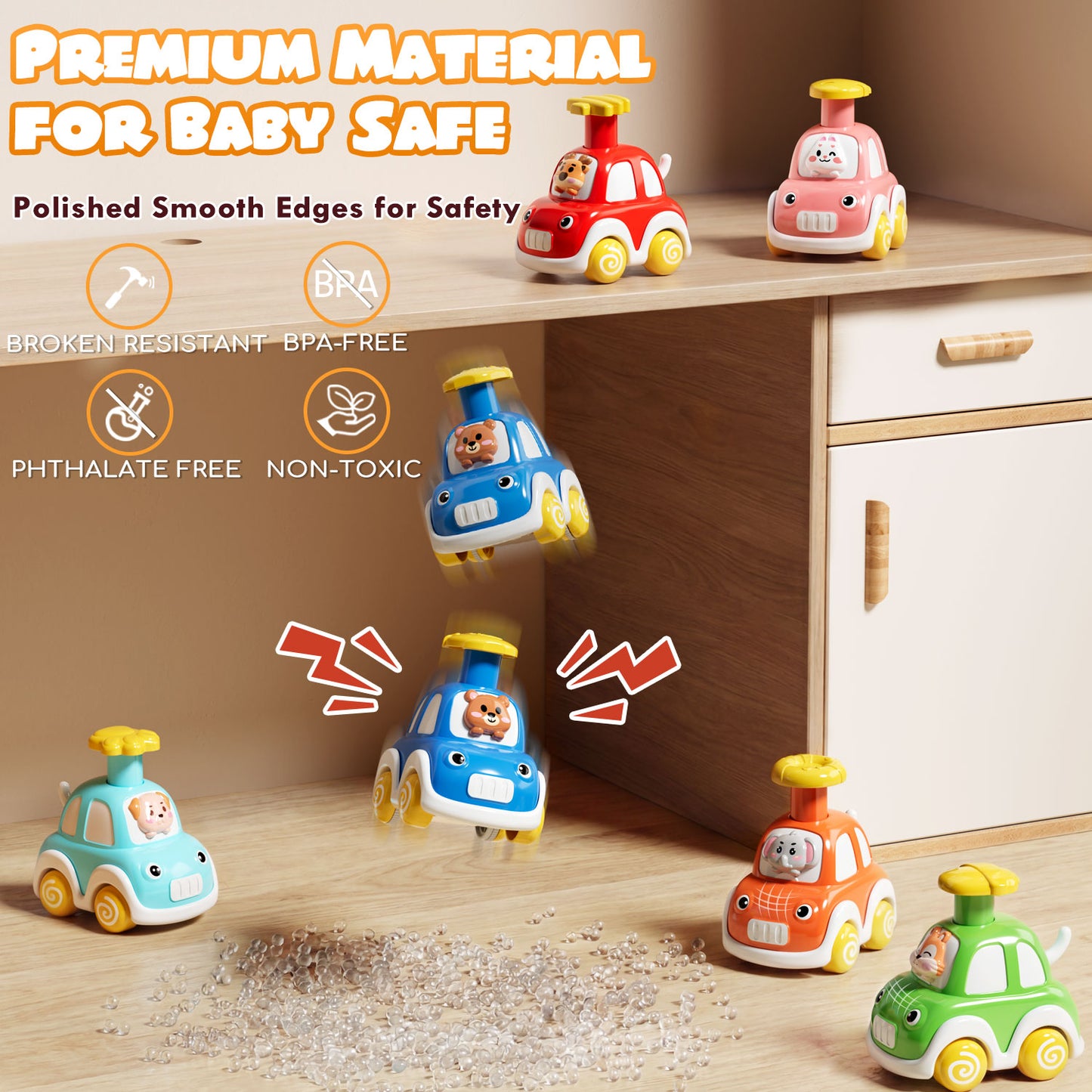 Toys for 1 Year Old, Animal Toy Car for Toddler, Press And Go Toy Cars, Pull Back Cars Baby Toys, Toddler Toys 1 3 for Boys