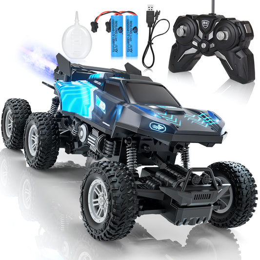 Remote Control Rc Truck, Remote Control Car, 1:16 Scale All Terrain Off-Road Monster Truck, Rc Cars with LED light & Spray Function, Toys for Boys 3 4 5 6 Years Old