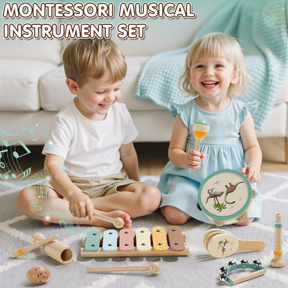 Musical Instruments for Kids, 1 Year Old Toys, Baby Musical Toys for 1 2 3 Toddler, Wooden Musical Toys with Xylophone & Tambourine, Dinosaur Toys, Montessori Learning Toys for 1 Year Old