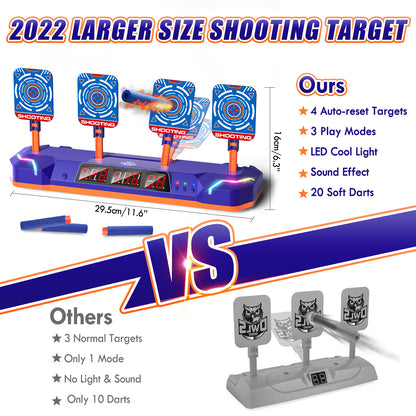 Shooting Targets for Nerf Guns, Digital Electronic Scoring Target for Kids, Auto Reset