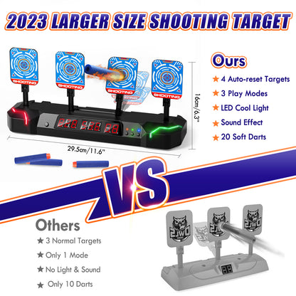 Shooting Targets for Nerf Guns, Digital Electronic Scoring Target for Kids, Auto Reset