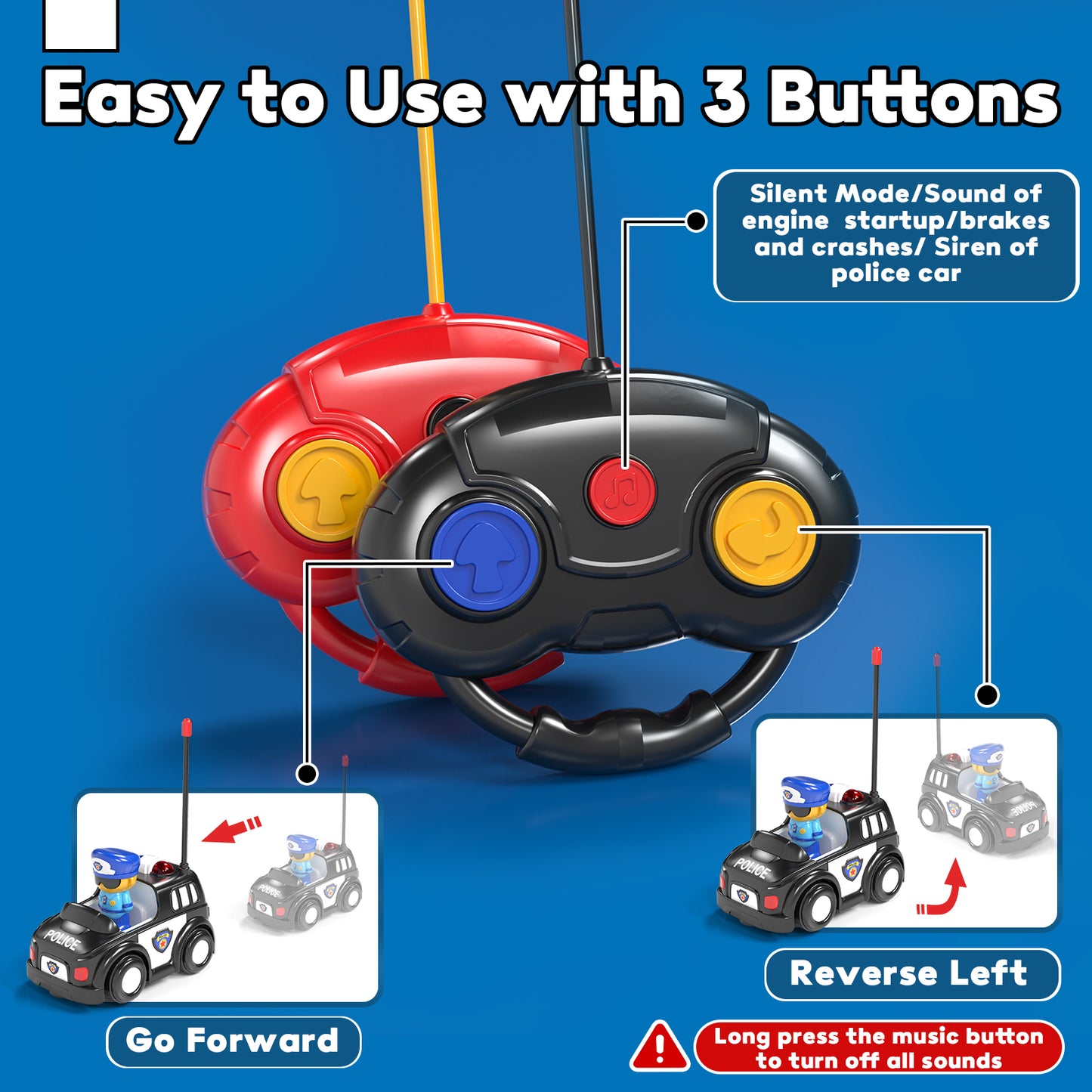 LC Remote Control Cartoon Cars for Toddlers, Race RC Car - Toys for 2 3 4 5 Year Old Boy - Easter Birthday Toy Gift Ideas for Toddler
