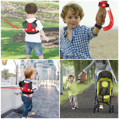 Toddlers Leash for Walking, Child Kid Backpack Anti Lost Wrist Link Safety Wrist 4 in 1 (Red)