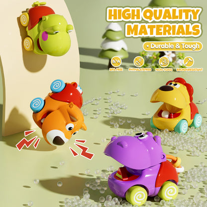 Toys for 1 Year Old, Baby Car Toy, 4 Pcs Pull Back Animal Car Toy for 12-18 Months, Baby Car Toy for 1 2 3 Year Boys Girls