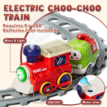 Train Sets for Kid, Toys for 1 2 3 Year Old Boy Girl, Electric Train Track Play Set with Steam Spray & Music, Train Track Play Set for Boys Girls, Christmas Birthday Gifts for Kids