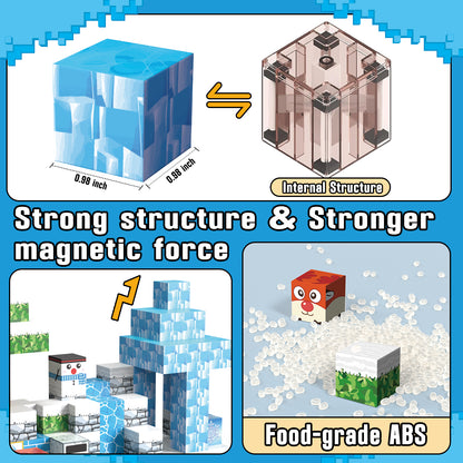 Magnetic Tiles, Snow World 54PCS Magnetic Blocks, Magnetic Construction Toys for Toddler, Montessori Learning Toy for 3-6 Year Old Kids, Education Toys for Boys Girls