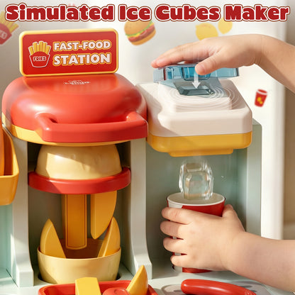 Play Food Sets, Pretend Play Toys for Girls, Play Kitchen Accessories with Hamburgers & ice cream & fries, Preschool Learning Education Toys for Kids 2 3 4 5 6 Year Old