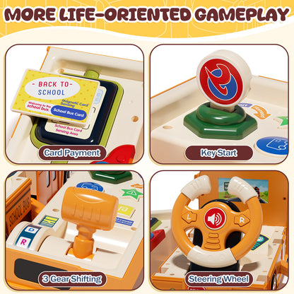School Bus Toys for Toddler 1 3, School Bus Toys with Light & Sound, Foldable School Bus Toys for Boys, Toys Boys 1 Year Old, Christmas Birthday Gift for Boy