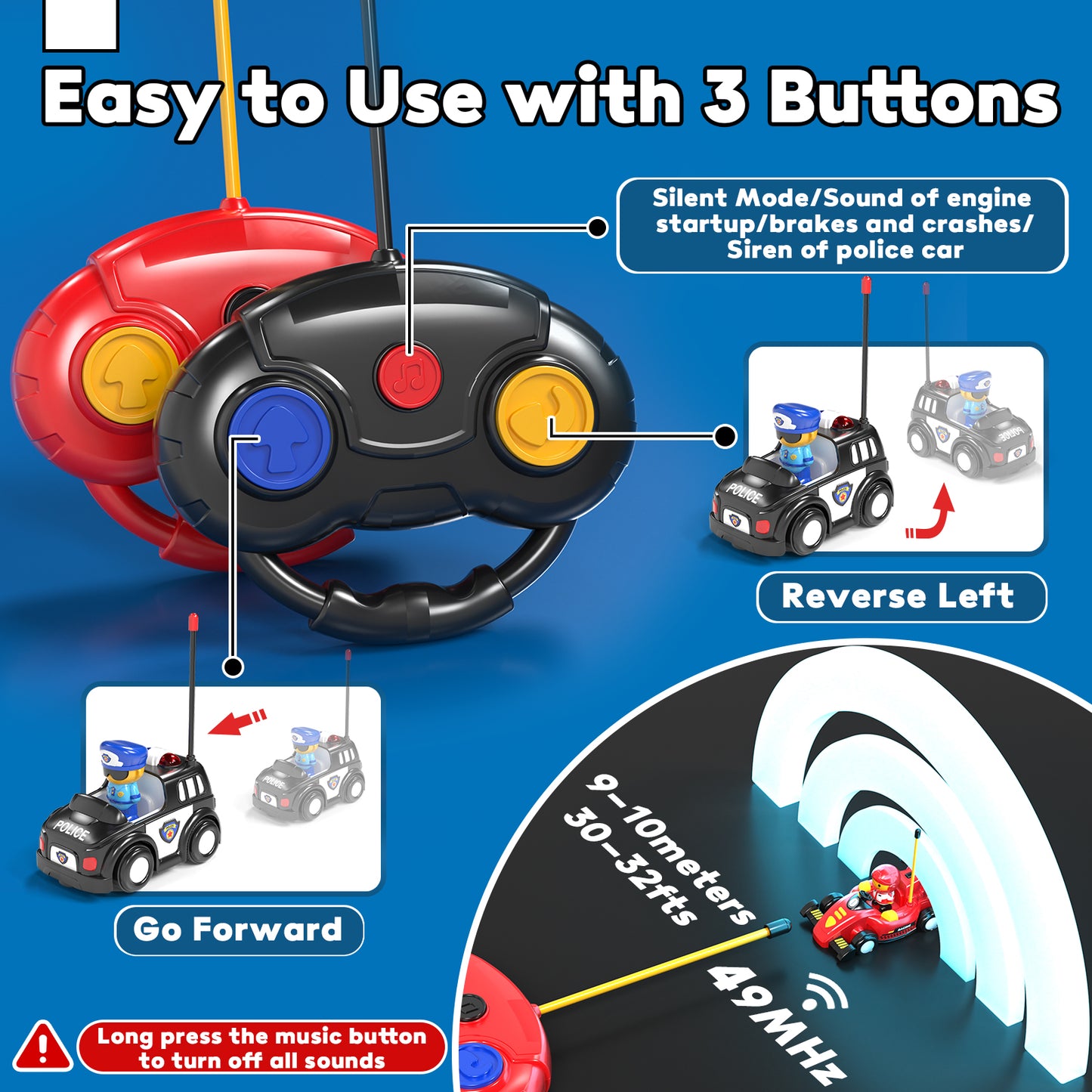 LC Remote Control Cartoon Cars for Toddlers, Race RC Car - Toys for 2 3 4 5 Year Old Boy - Easter Birthday Toy Gift Ideas for Toddler