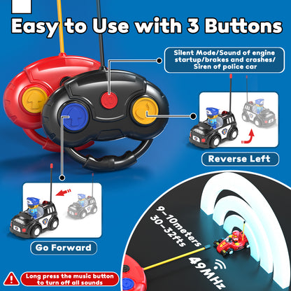 LC Remote Control Cartoon Cars for Toddlers, Race RC Car - Toys for 2 3 4 5 Year Old Boy - Easter Birthday Toy Gift Ideas for Toddler