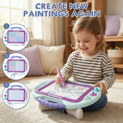 Magnetic Drawing Board for Toddlers 1-3, Erasable Sketch Writing Doodle Pad with 1 Magnet Pen & 3 Stampers, Education Learning Toys, Educational Toys for Toddlers Age 2