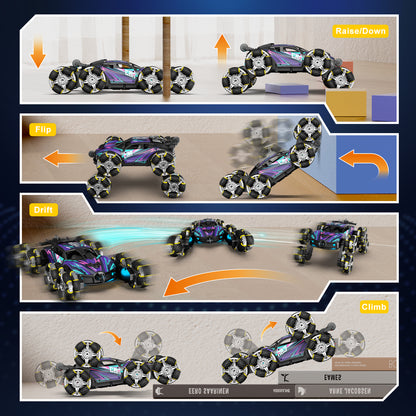 Remote Control Cars, 8WD RC Stunt Cars Toys for 6 7 8 9 10 Year Old Girl Boys, Transform Drift Climbing Racing Vehicle with with Spray, Light & Sound for Kid Age 8-12 Toys Birthday