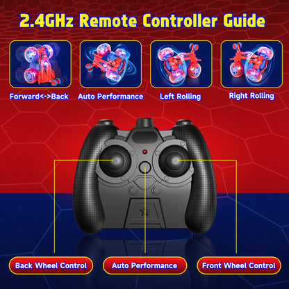 Remote Control Car RC Cars Toys for Boys 3 4 5 6 7 8 9 10 Year Old Girl Boys, 2.4Ghz Fast Stunt with Cool Light for Kids Birthday Chritmas