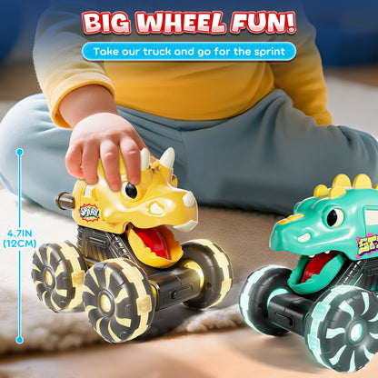 3 Pack Monster Truck Toys, Toy Truck with Flashing LED Wheels, Toddler Toy Car, Press & Go Cars, Toddler Toys 1-3 for Boys Birthday Gift