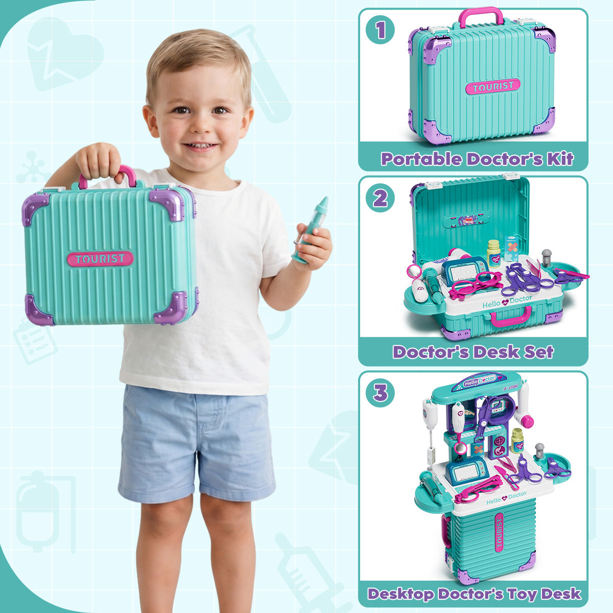 Doctor Kit for Kids, Pretend Play Medical Kit Toy, Pretend Medical Station with Accessories for 2 3 4 5 Year Old Boys Girls, Doctor Kit Toy for Kids Birthday Gifts