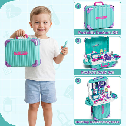 Doctor Kit for Kids, Pretend Play Medical Kit Toy, Pretend Medical Station with Accessories for 2 3 4 5 Year Old Boys Girls, Doctor Kit Toy for Kids Birthday Gifts