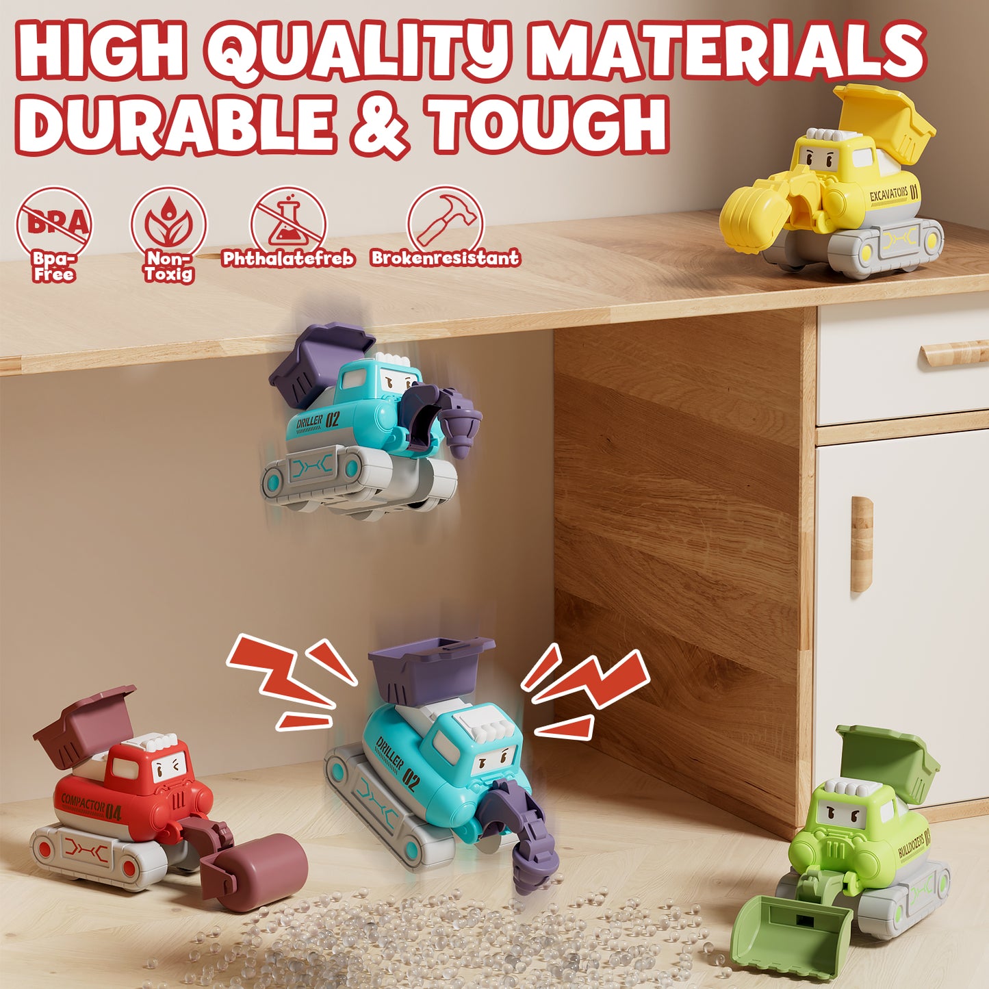 Toys for 1 Year Old, Construction Vehicle Toy Cars For Toddlers, Toy Cars with Playmat Storage Bag, Pull Back Cars Baby Toys, Press And Go Toy Cars