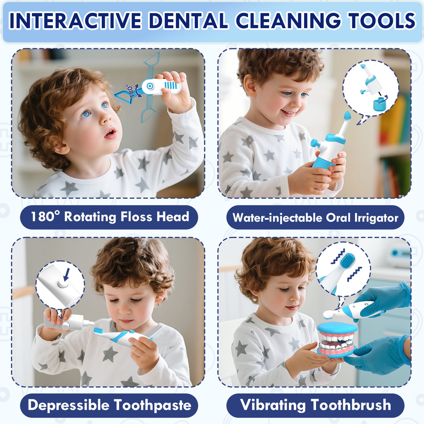 Doctor Kit for Kids, Dentist Play Set, Pretend Doctor Kit Dentist Medical Kit with Electronic Stethoscope Toys for 3-6 Year Old Boys Girls