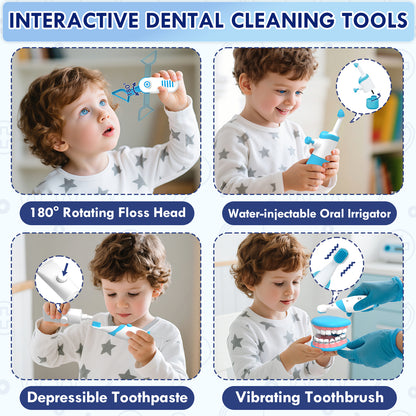 Doctor Kit for Kids, Dentist Play Set, Pretend Doctor Kit Dentist Medical Kit with Electronic Stethoscope Toys for 3-6 Year Old Boys Girls