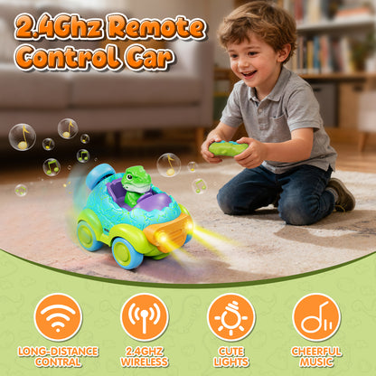 Remote Control Car for Toddlers, Rechargeable RC Car with Music & Light, Dinosaur Toy Cars for Toddlers, RC Car Toy for 2 3 4 Year Old Boys Girls Birthday Gift