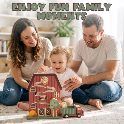 Car Ramp Toy, Wooden Car Track for Toddlers 1-3, Wooden Toys for 1 Year Old, Montessori Learning Toys, Car Ramp Toy Set for 2 3 4 Year Old Kids Birthday Gifts