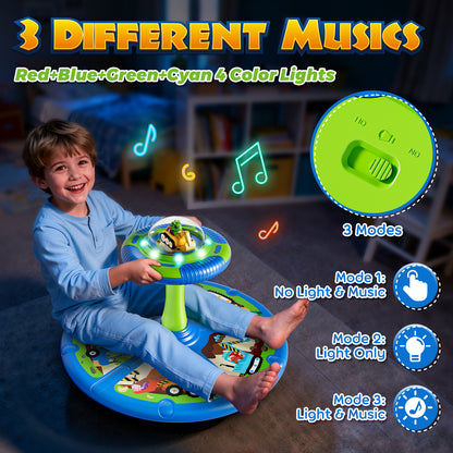 Sit and Spin Toys for Toddler, 360° Toddler Spinning Seat with LED Lights and Music, Spinning Toys for Toddlers 1-3 Year Old
