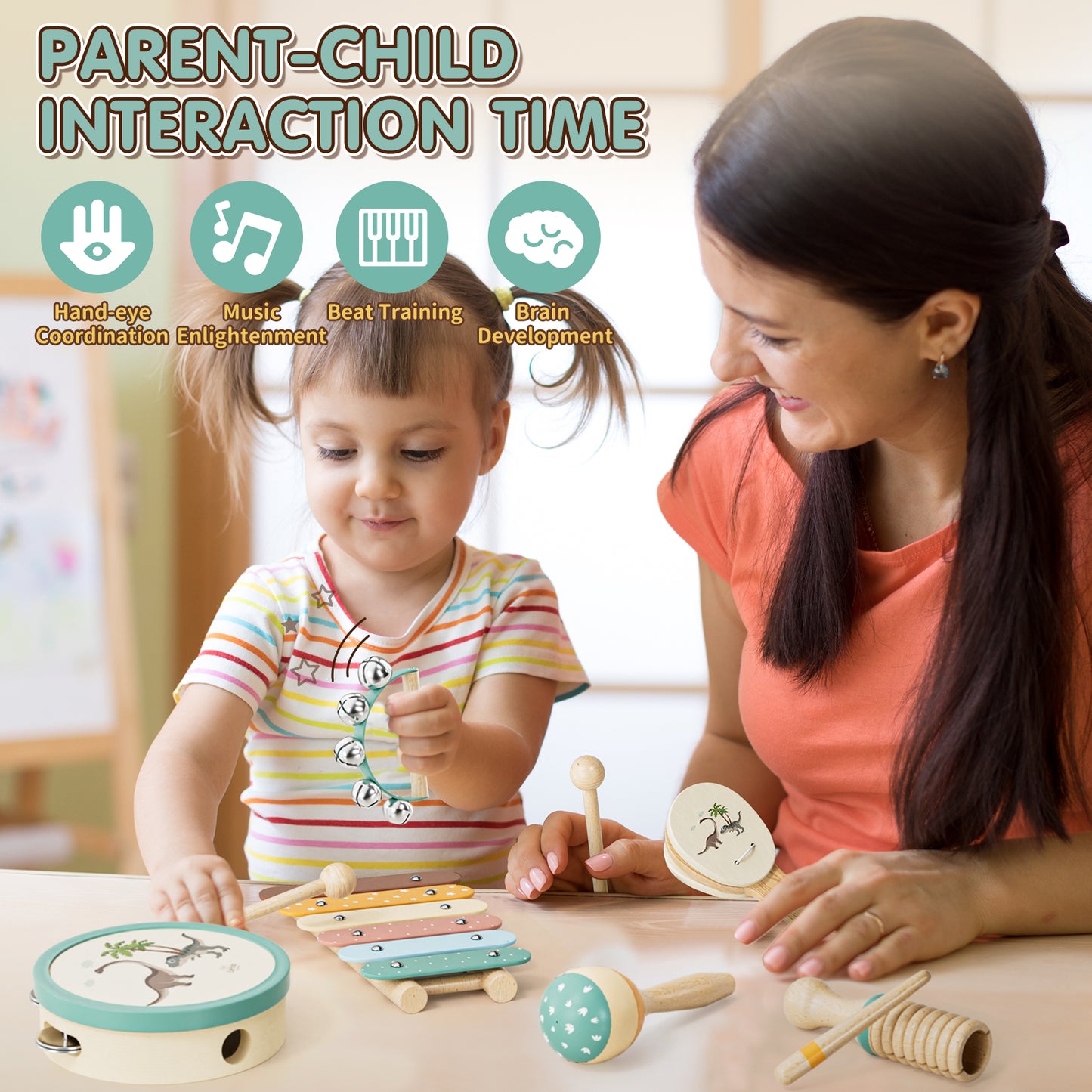 Montessori Toys for 1 Year Old, Musical Instruments for Kids, Dinosaur Baby Music Toys Xylophone for 12-18 Mouth, Education Gifts for Toddlers 1 2 3 Year Old Preschool Girls Boys with Storage Bag