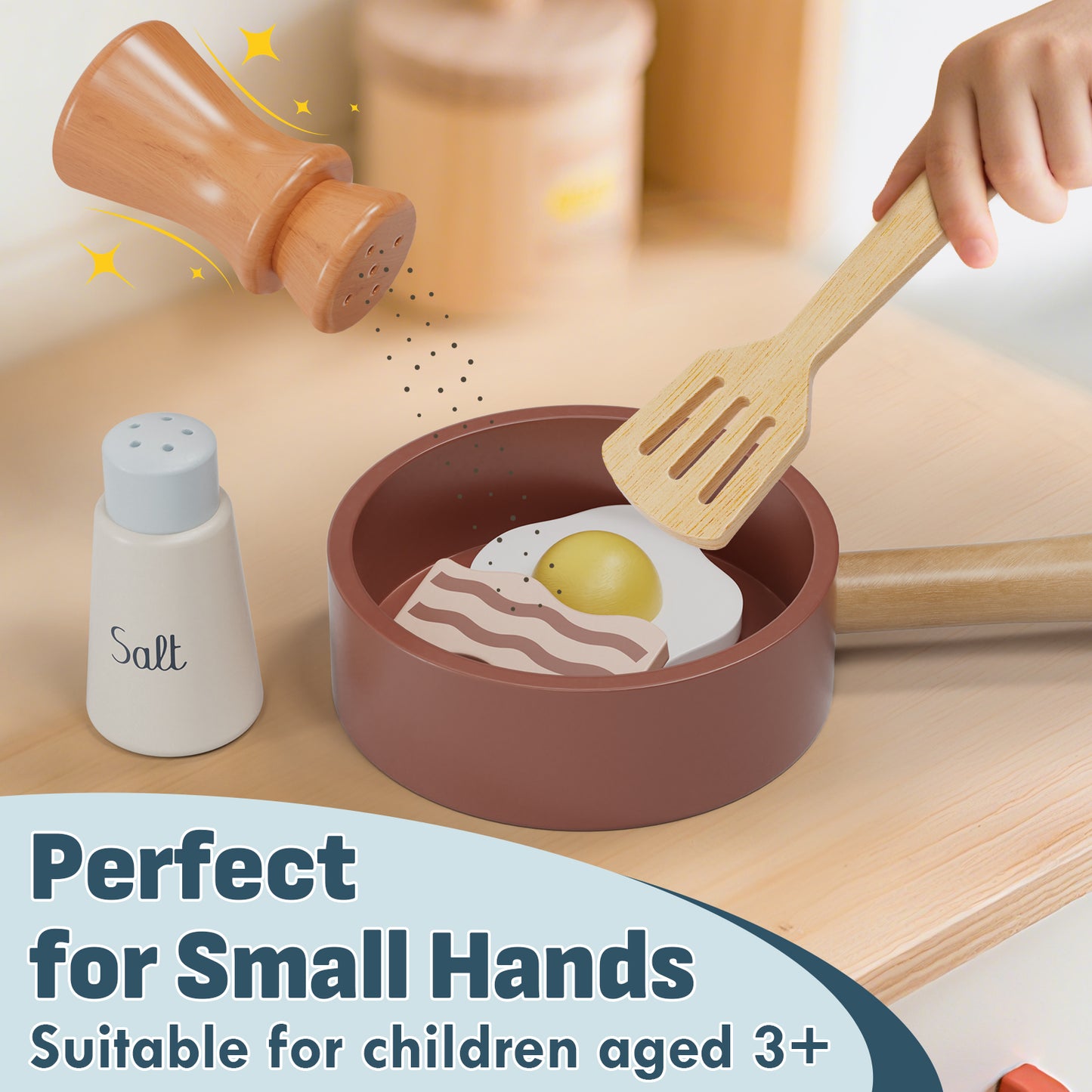 Play Food Sets, Wooden Play Food Set for Kids Kitchen Play Kitchen Accessories Kids Cutting Pretend Play Fake Food Toys for 3 4 5 6 7 Years Girls Boys Toddlers Educational Toys