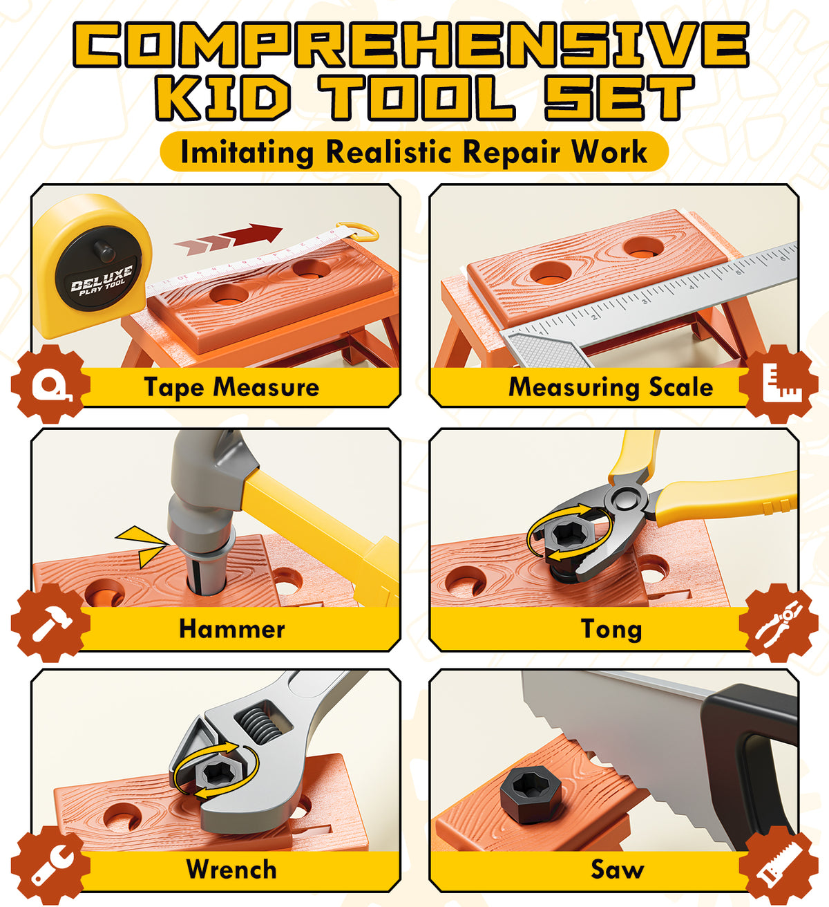 Kids Tool Set – Toddler Tool Set with Construction Vehicle & Electronic Toy Drill, Pretend Play Kids Toys, Toy Construction Tools for Kids Ages 3 4 5 6 7 8 Years Old (Black & Yellow)