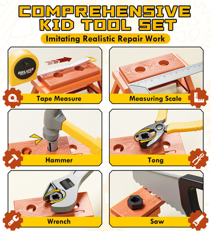 Kids Tool Set – Toddler Tool Set with Construction Vehicle & Electronic Toy Drill, Pretend Play Kids Toys, Toy Construction Tools for Kids Ages 3 4 5 6 7 8 Years Old (Black & Yellow)