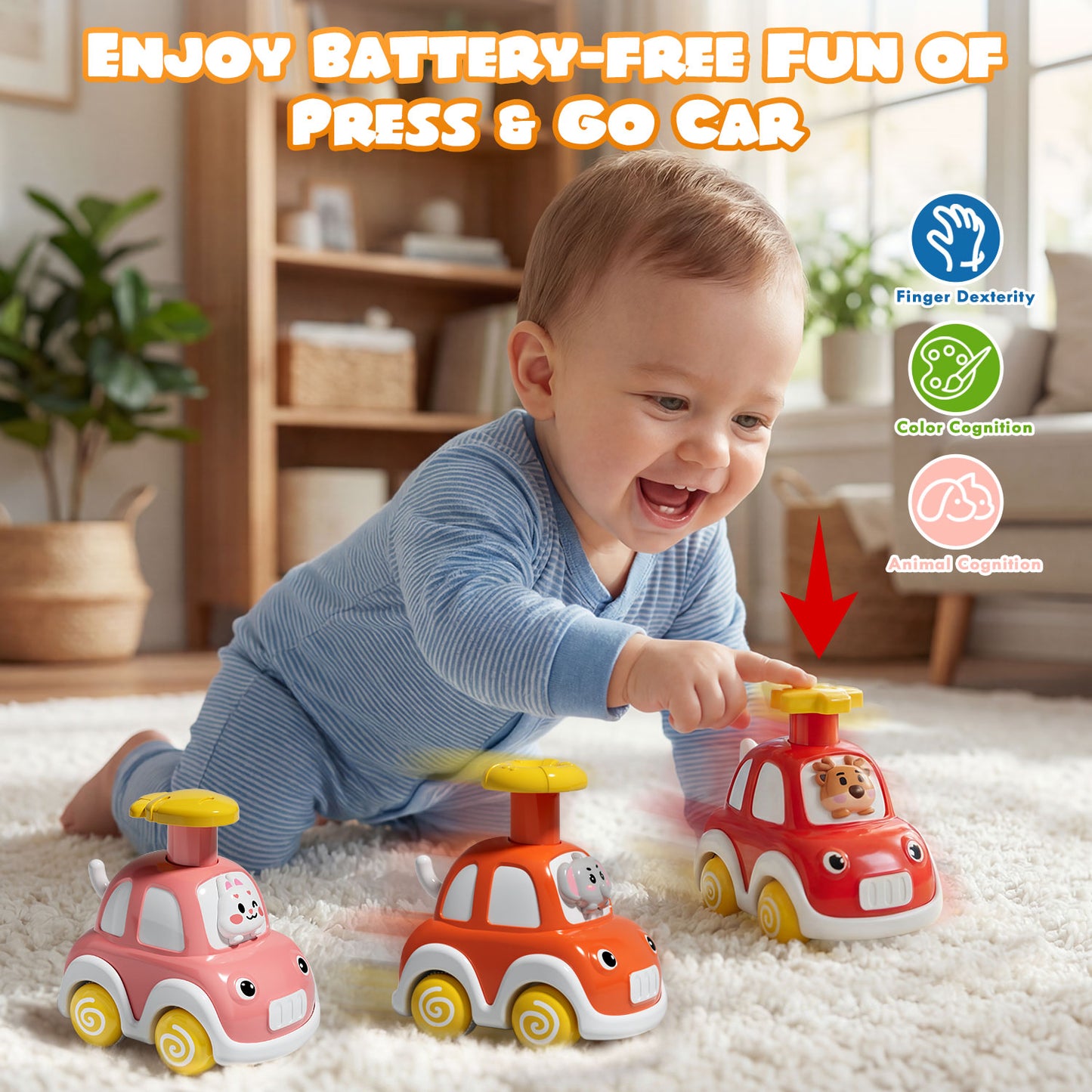 Toys for 1 Year Old, Animal Toy Car for Toddler, Press And Go Toy Cars, Pull Back Cars Baby Toys, Toddler Toys 1 3 for Boys