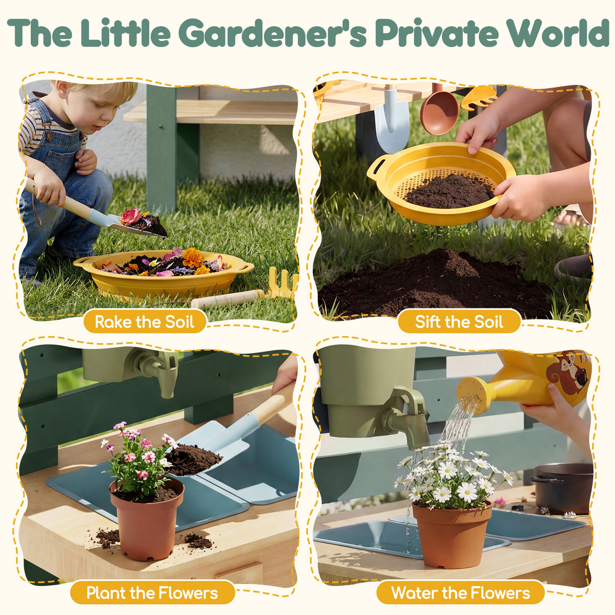Outdoor Mud Kitchen for Kids, Outdoor Play Kitchen, Wooden Kids Mud Kitchen with Water Tank, Water Play, Cooking, Pretend Play Toys for Boys Girls Age 3+