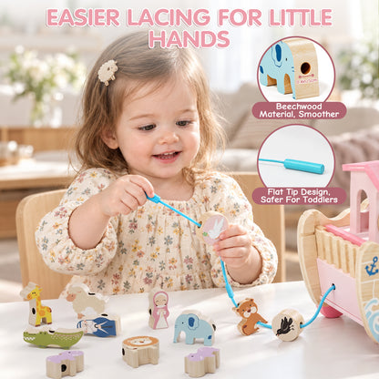 Noahs Ark Baby Toy, Toys for 1 Year Old Girls Baptism Gift, Montessori Educational Toy with Animal Shape Sorter, Montessori Toys for 1-3 Year Old