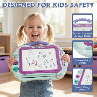 Magnetic Drawing Board for Toddlers 1-3, Erasable Sketch Writing Doodle Pad with 1 Magnet Pen & 3 Stampers, Education Learning Toys, Educational Toys for Toddlers Age 2