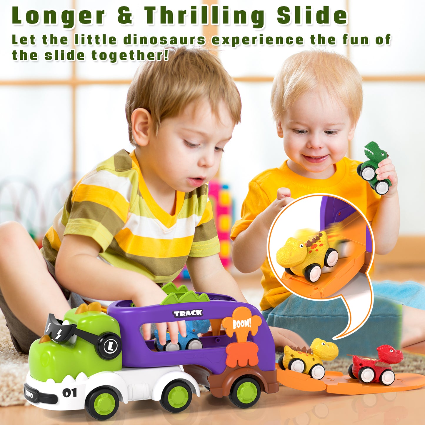 Dinosaur Truck Toddler Toys Car for 2 3 4 Year Old Boy 5 in 1 Carrier Transport Toys for Kids Age 2 3 4 5 6 |18 Months 2 Year Old Boy Girl Birthday Gifts