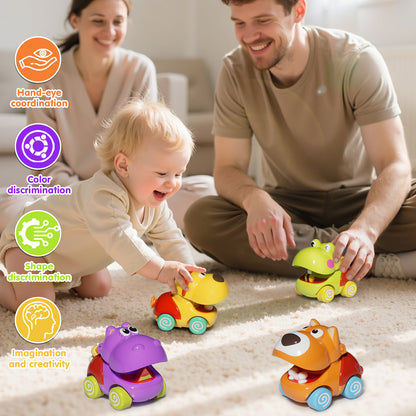 Toys for 1 Year Old, Baby Car Toy, 4 Pcs Pull Back Animal Car Toy for 12-18 Months, Baby Car Toy for 1 2 3 Year Boys Girls