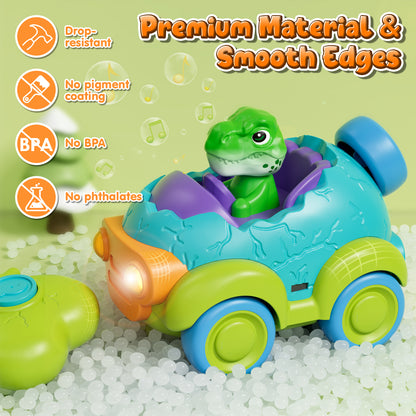 Remote Control Car for Toddlers, Rechargeable RC Car with Music & Light, Dinosaur Toy Cars for Toddlers, RC Car Toy for 2 3 4 Year Old Boys Girls Birthday Gift