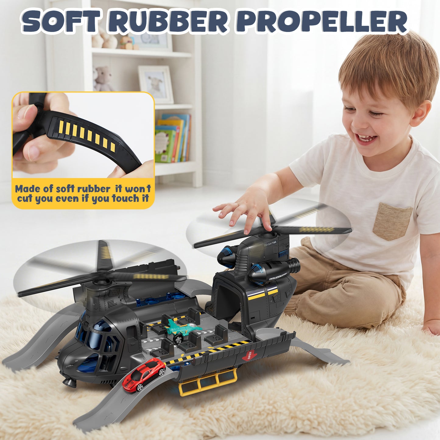 Helicopter Toys for Boys, Helicopter Toys Set with Light & Sound, Trucks, Airplanes, Cars, Airplane Toys for Boys, Christmas Birthday Gifts for Kids 3 4 5 6 Year Old
