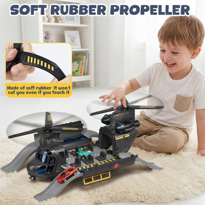Helicopter Toys for Boys, Helicopter Toys Set with Light & Sound, Trucks, Airplanes, Cars, Airplane Toys for Boys, Christmas Birthday Gifts for Kids 3 4 5 6 Year Old