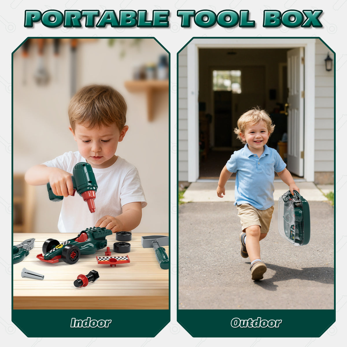 Kids Tool Set, Toolbox Set with Carrying Case & Electric Drill & Take Apart Toy Racing Car, Montessori Educational Learning Toy, Toys for 3 Year Old Boys Birthday Gifts