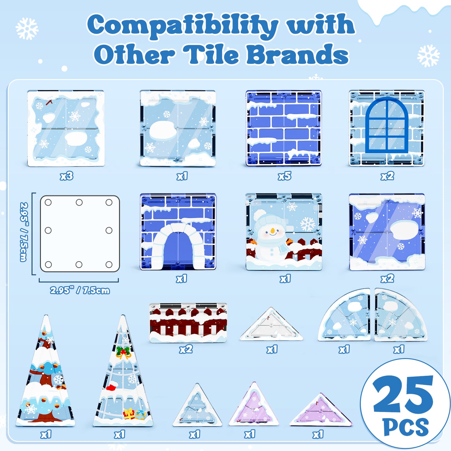 Magnetic Tiles Sets for Kids Ages 4 8 , Frozen 25PCS Magnetic Tiles, STEM Montessori Educational Toy for Boys Girls, Magnetic Construction Toys for 4-8 Year Old Kids Gifts